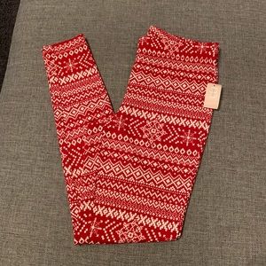 Red and cream leggings